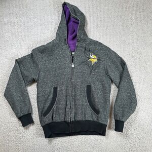 NFL Pro Line Minnesota Vikings Sherpa Lined Full Zip Hoodie Mens S Grey Purple
